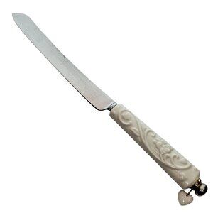 Lenox Floating Hearts Cake Knife 13.5" raised design floral heart love stainless